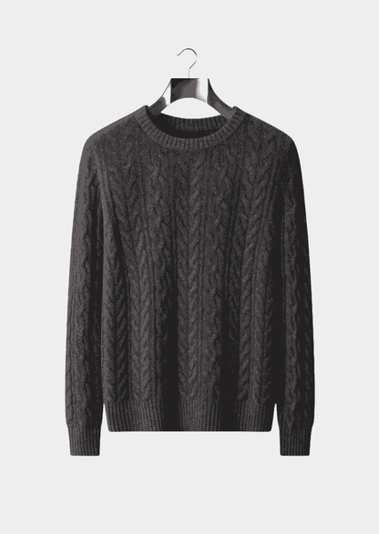 PURE EXTRA-FINE MERINO WOOL CABLE KNIT CREWNECK