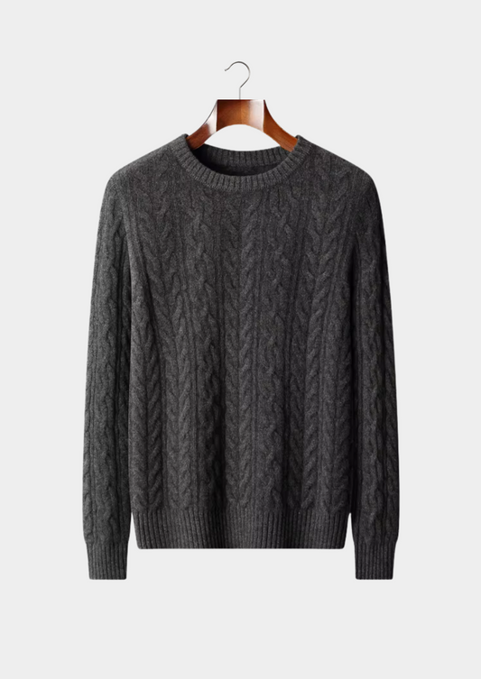 100% Cashmere Cable Knit Crewneck Sweater – ASCENDARY®