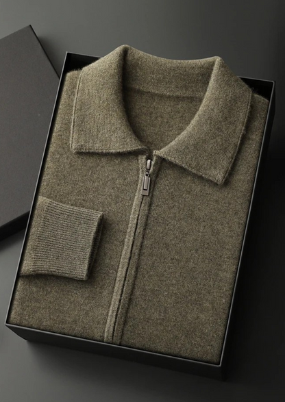 Men's 100% Cashmere Zip Polo Cardigan – Luxury Knitwear – ASCENDARY®