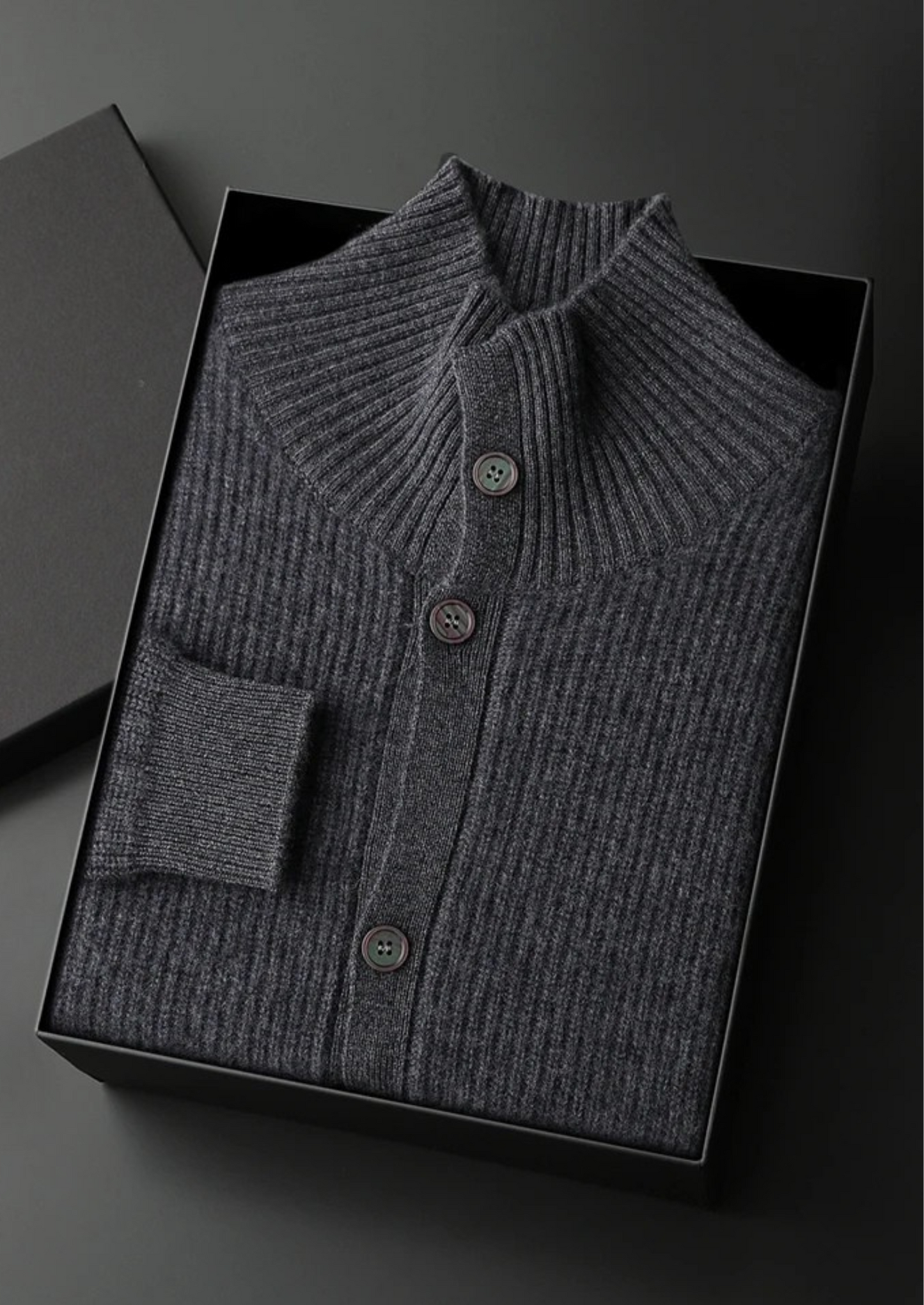 Men's 100% Cashmere Ribbed High-Collar Cardigan – Luxury Knitwear – ASCENDARY®