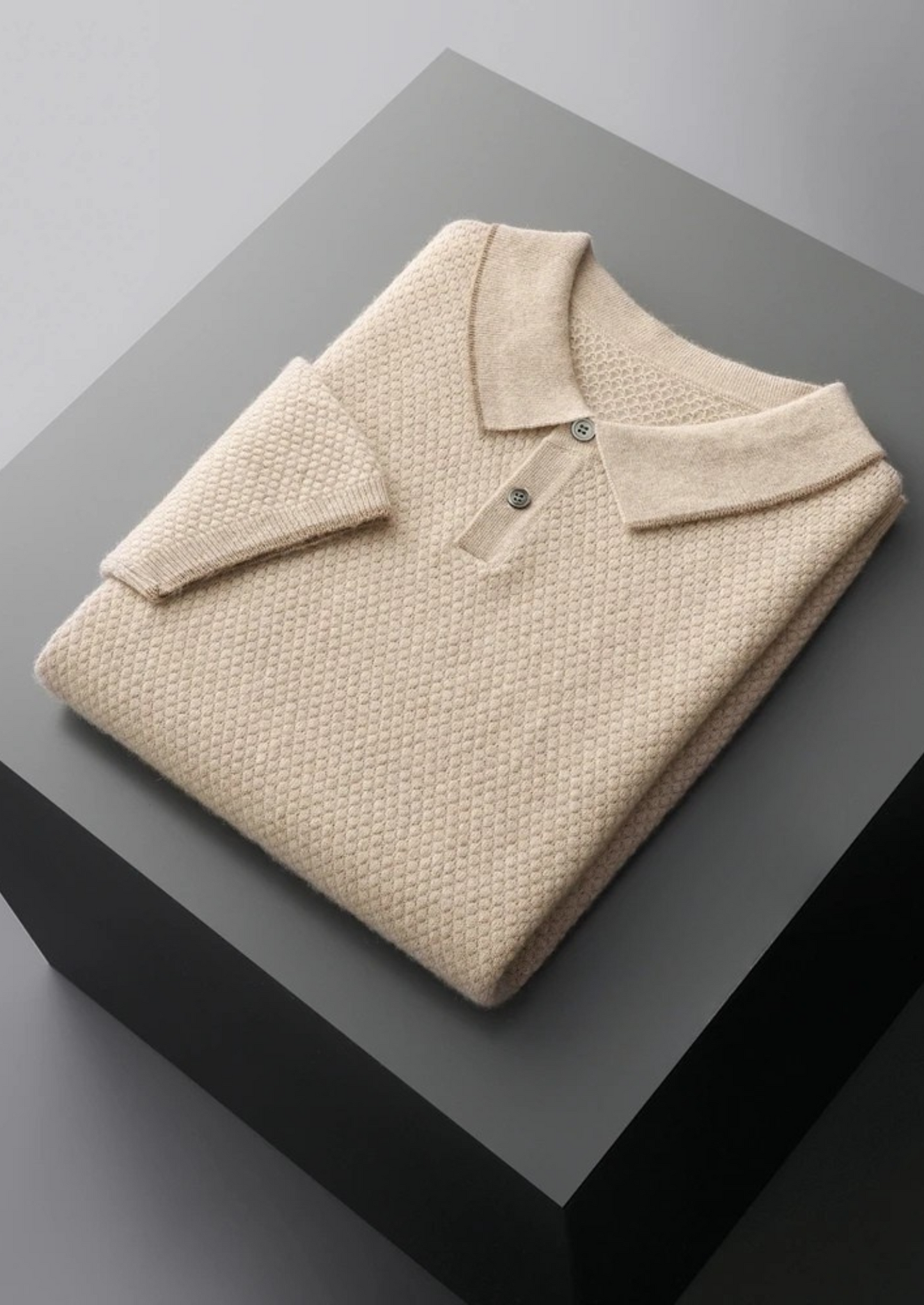 Men's 100% Cashmere Two-Tone Polo Shirt – Luxury Knitwear – ASCENDARY®