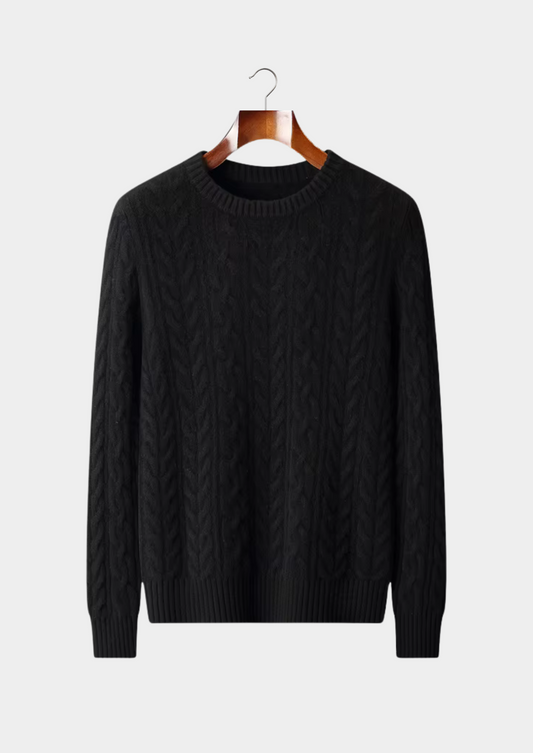 100% Cashmere Cable Knit Crewneck Sweater – ASCENDARY®