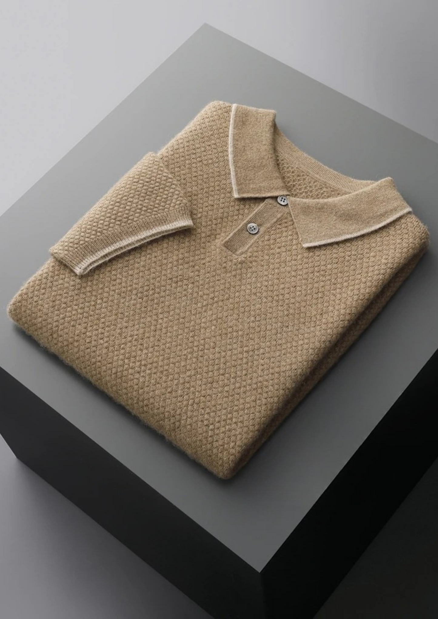 Men's 100% Cashmere Two-Tone Polo Shirt – Luxury Knitwear – ASCENDARY®