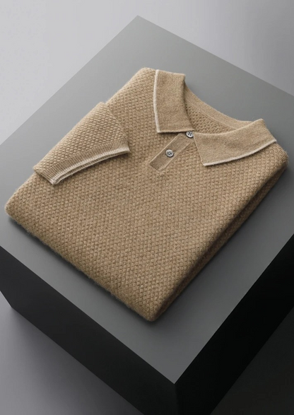 Men's 100% Cashmere Two-Tone Polo Shirt – Luxury Knitwear – ASCENDARY®