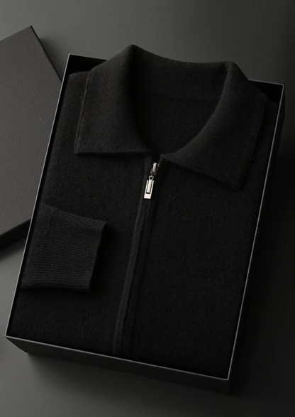 Men's 100% Cashmere Zip Polo Cardigan – Luxury Knitwear – ASCENDARY®