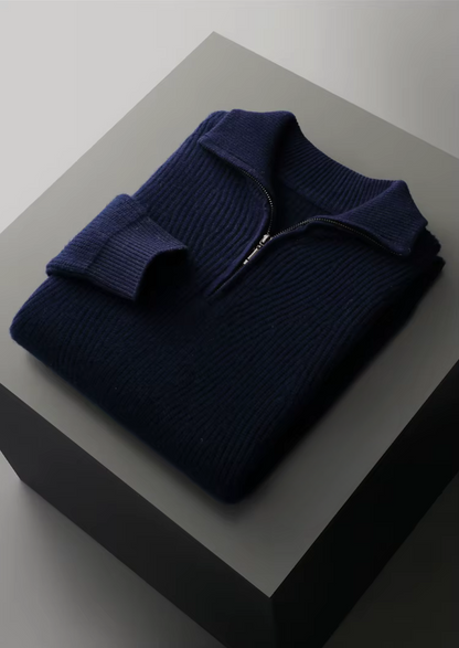 Men's Extra-Fine Merino Wool Ribbed Half-Zip Sweater – ASCENDARY®