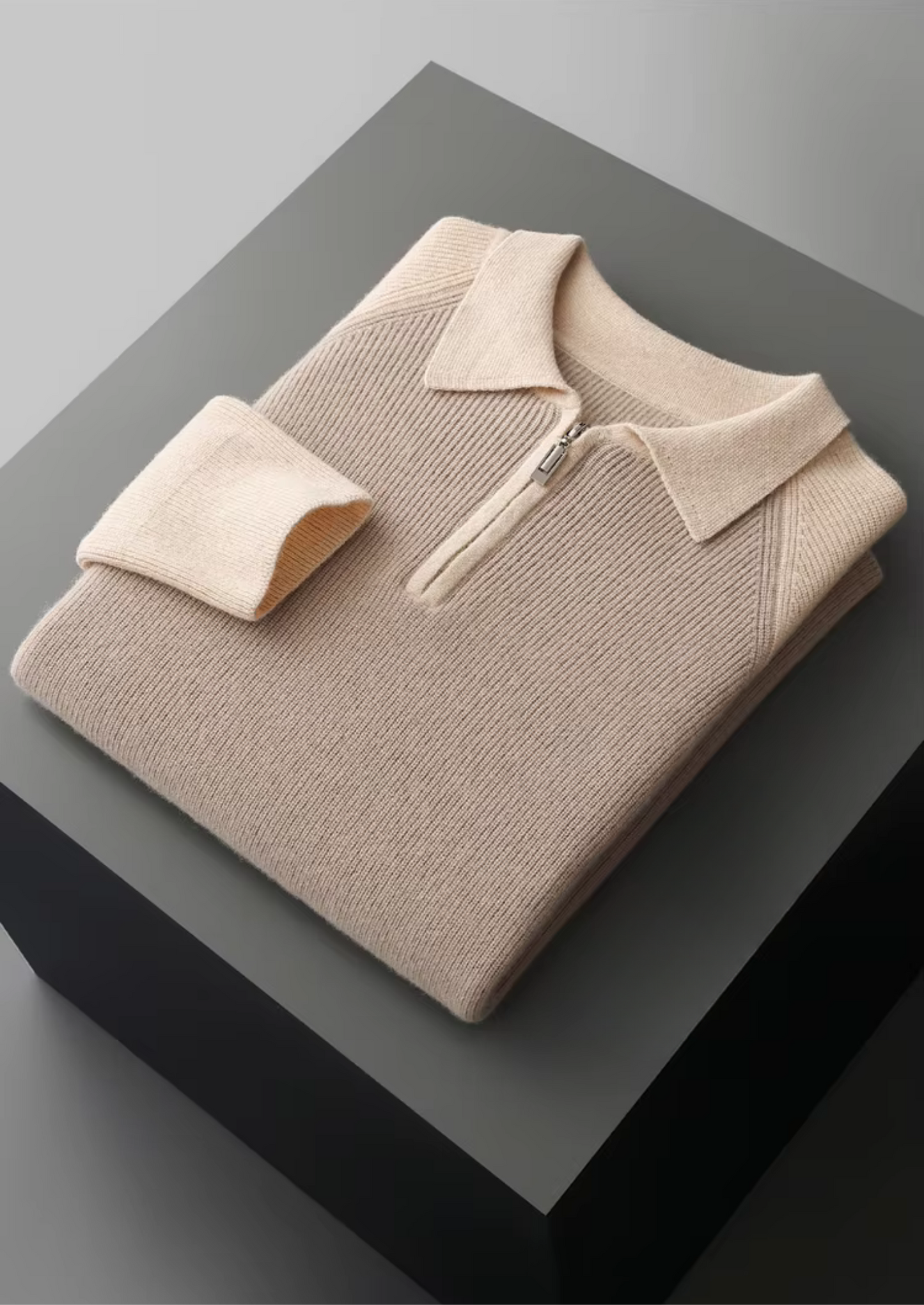 Men's Extra-Fine Merino Wool Two-Tone Zip Sweater Polo – ASCENDARY®