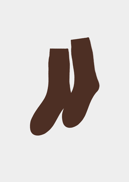 COFFEE ULTRA-SOFT RIBBED MERINO WOOL SOCKS