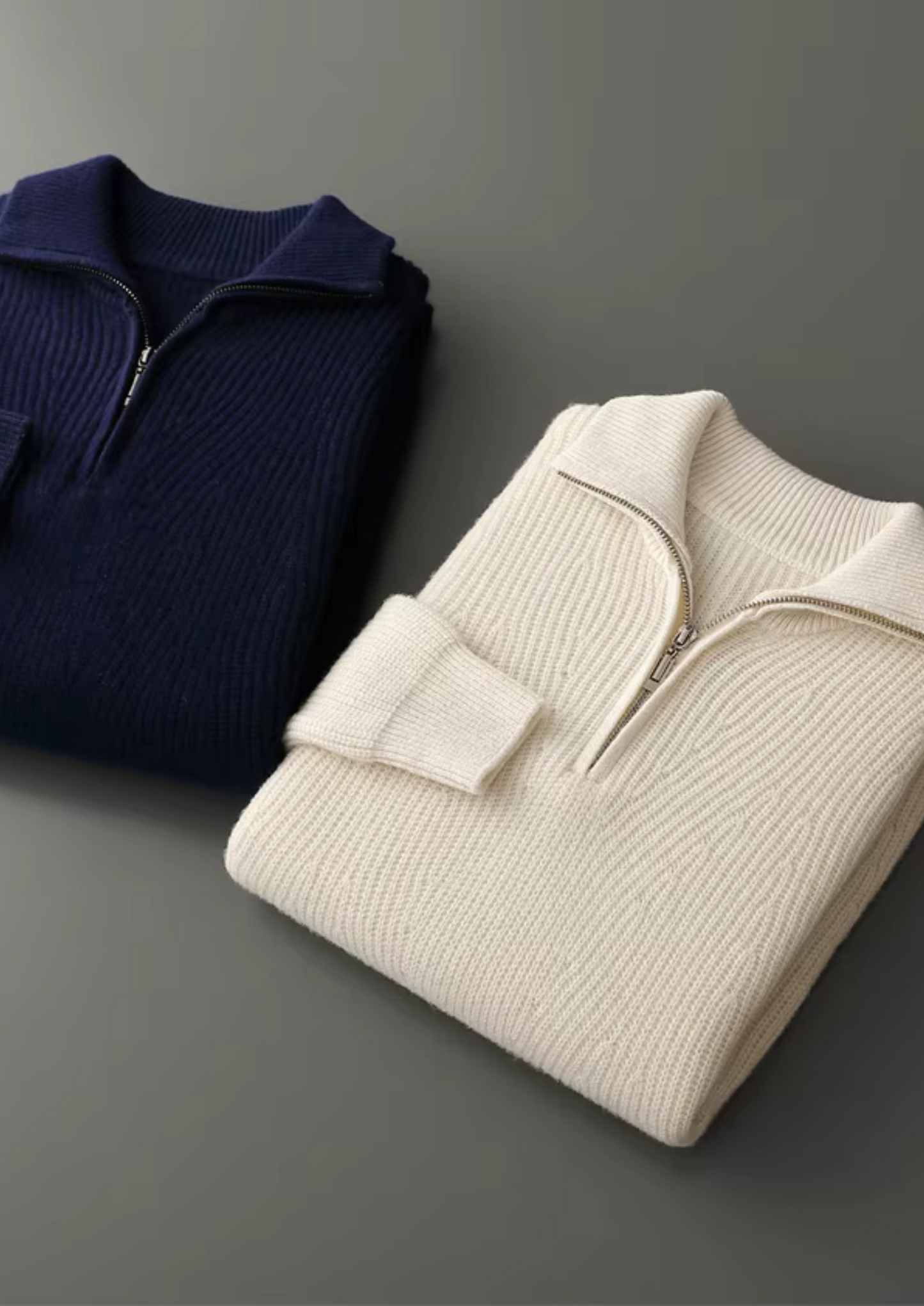Men's Extra-Fine Merino Wool Ribbed Half-Zip Sweater – ASCENDARY®