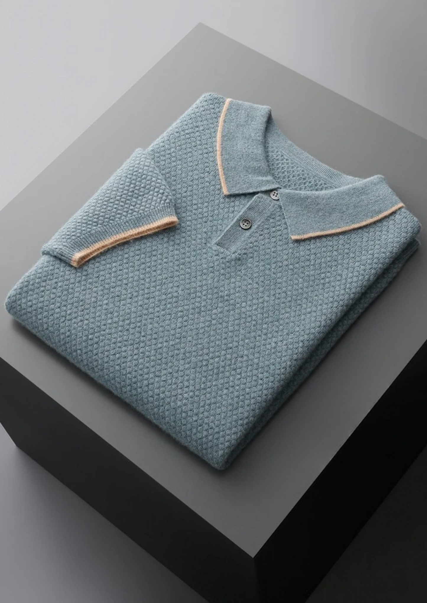 Men's 100% Cashmere Two-Tone Polo Shirt – Luxury Knitwear – ASCENDARY®