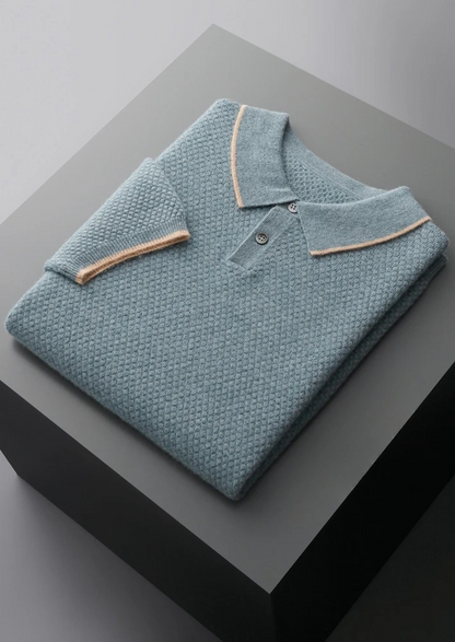 Men's 100% Cashmere Two-Tone Polo Shirt – Luxury Knitwear – ASCENDARY®