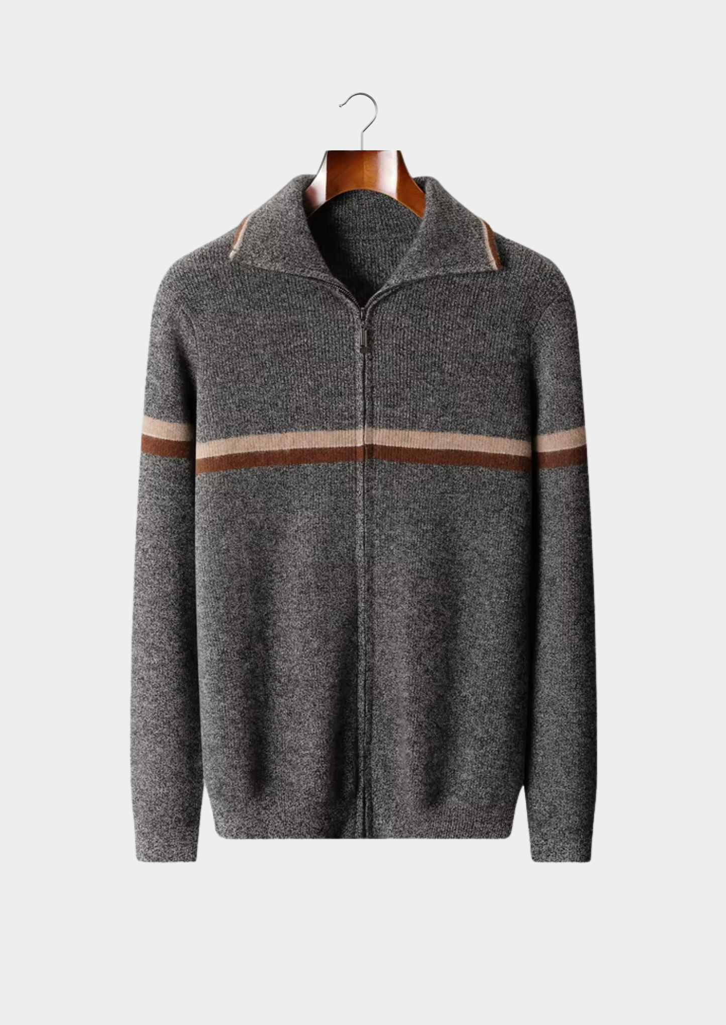 100% Cashmere Striped Zip Cardigan – ASCENDARY®