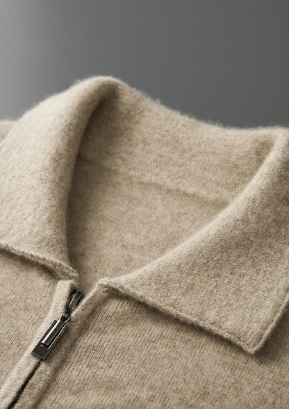 Men's 100% Cashmere Zip Polo Cardigan – Luxury Knitwear – ASCENDARY®