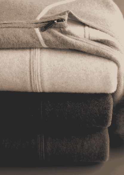 PREMIUM CASHMERE TWO TONE ZIPPER HOODIE