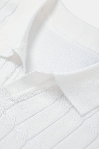 Premium V-Neck Cable Knit Polo – Skin-Soft | Luxury Texture | ASCENDARY®