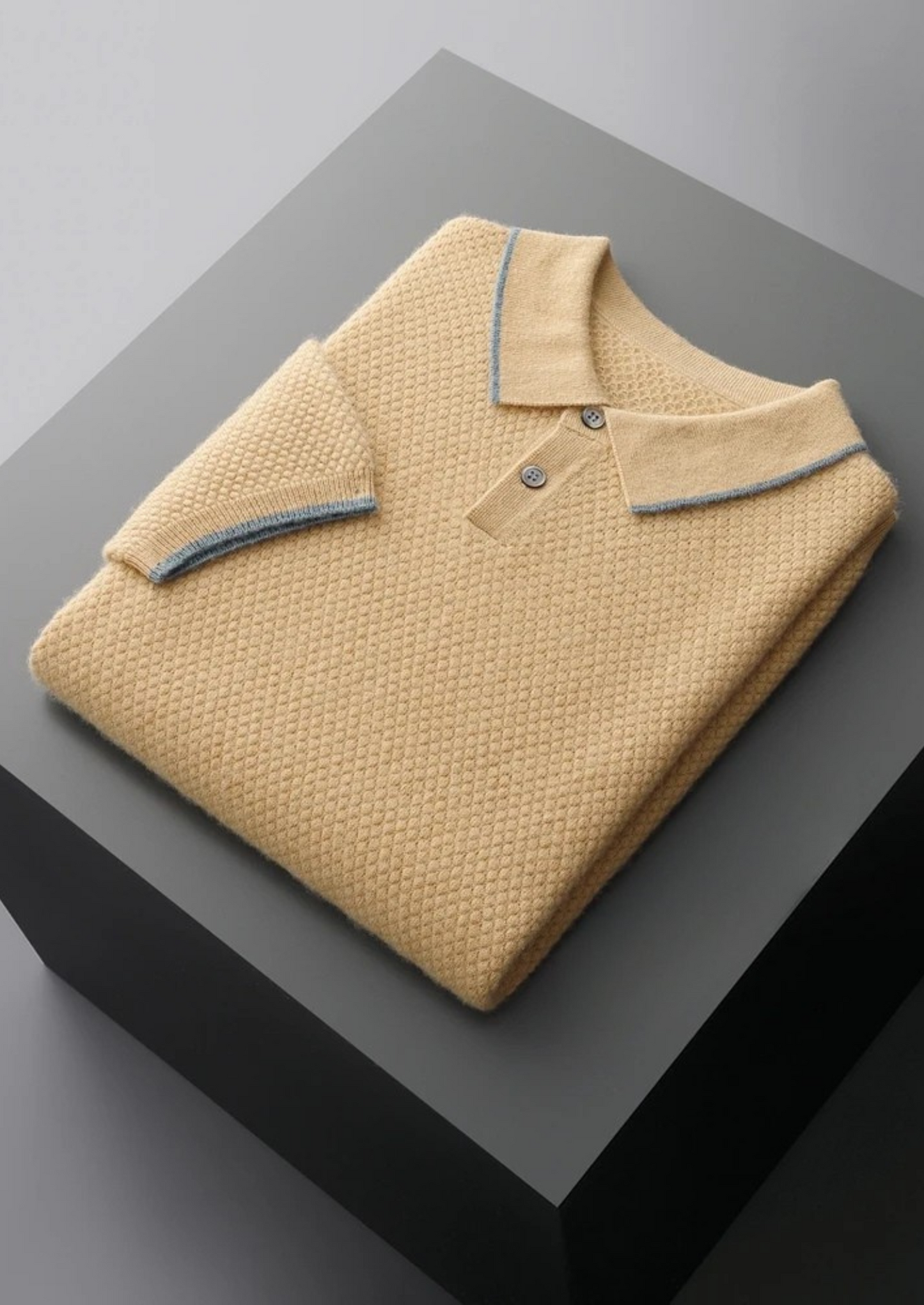 Men's 100% Cashmere Two-Tone Polo Shirt – Luxury Knitwear – ASCENDARY®
