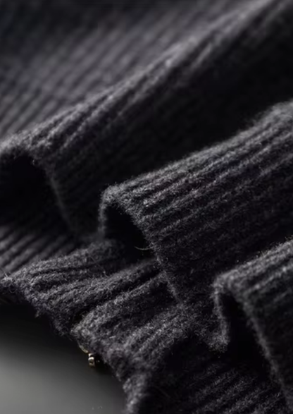 PURE EXTRA-FINE MERINO WOOL FUNNEL NECK DUAL ZIP CARDIGAN