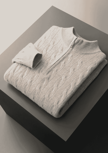 Men's Extra-Fine Merino Wool Cable Half-Zip Sweater – ASCENDARY®
