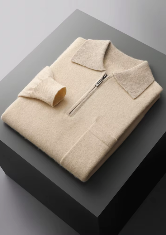 100% Cashmere Two-Tone Zipper Polo – ASCENDARY®