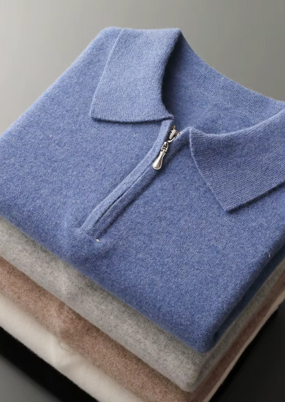 Men's Extra-Fine Merino Wool Half-Zip Polo Sweater – ASCENDARY®