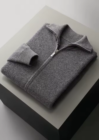 Men's Extra-Fine Merino Wool Ribbed Zip Cardigan – ASCENDARY®