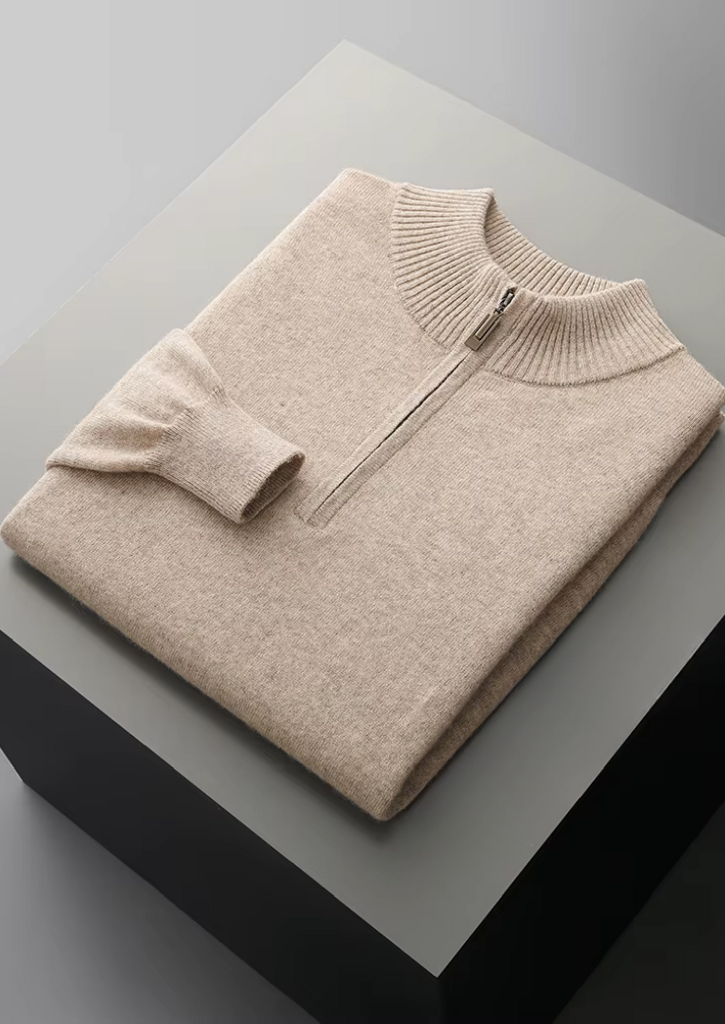 Men's Extra-Fine Merino Wool Half-Zip Pullover – Sand – ASCENDARY®