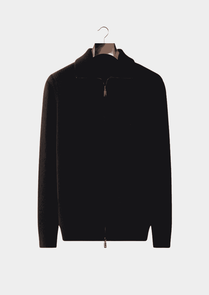 PURE EXTRA-FINE MERINO WOOL FUNNEL NECK DUAL ZIP CARDIGAN