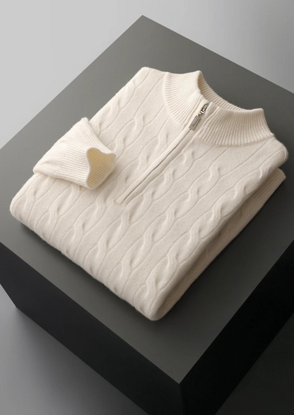 Men's Extra-Fine Merino Wool Cable Half-Zip Sweater – ASCENDARY®