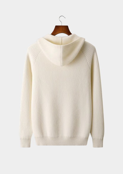 Men's Ribbed Merino Wool Zip Hoodie – Slim Fit Knitwear – ASCENDARY®