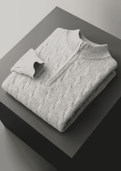 Men's Extra-Fine Merino Wool Cable Half-Zip Sweater – ASCENDARY®