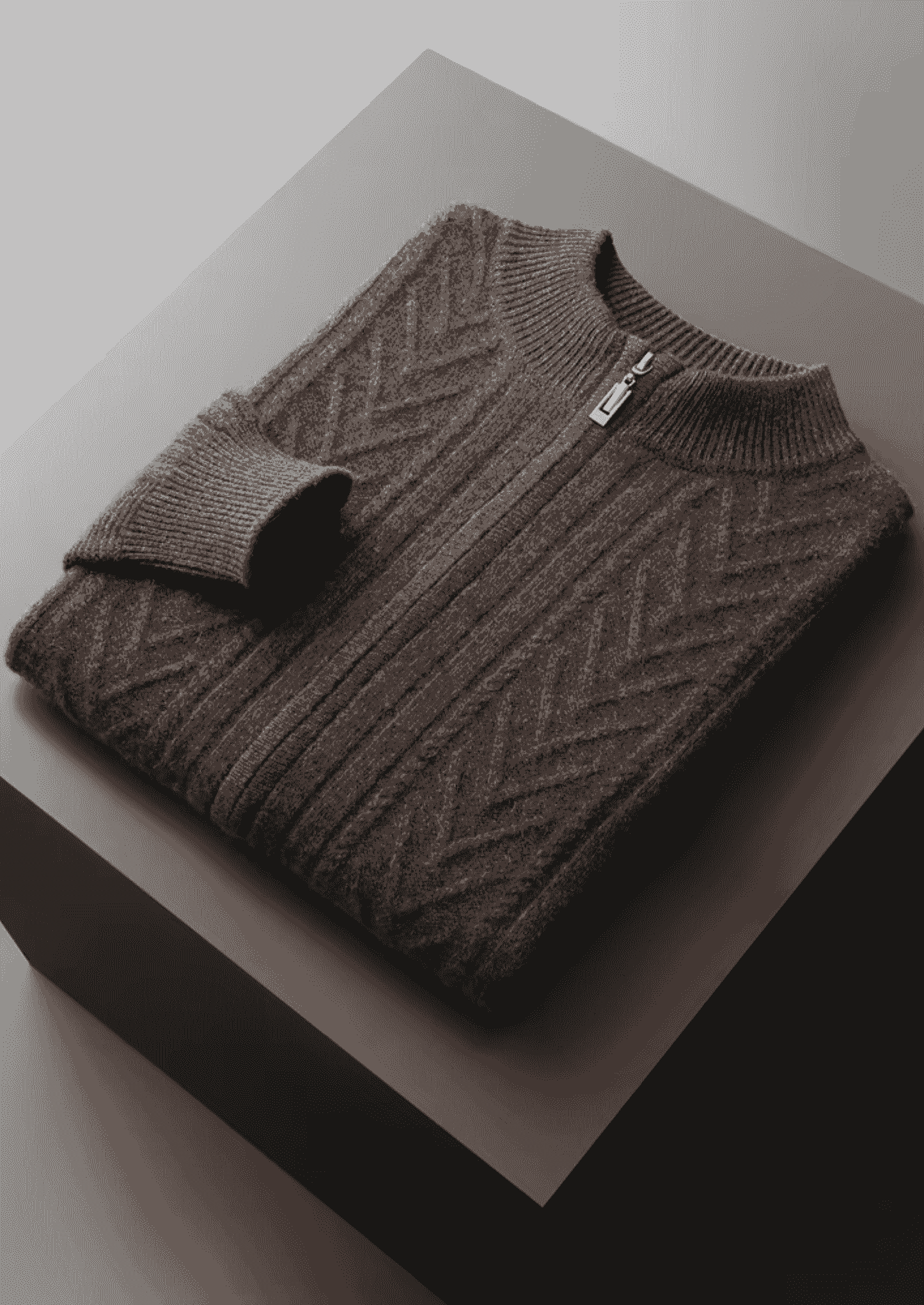 PURE EXTRA-FINE MERINO WOOL PATTERNED ZIP CARDIGAN