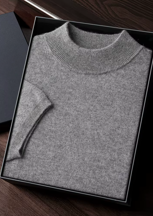 Men's 100% Cashmere Mock Neck T-Shirt – Hypoallergenic Luxury | ASCENDARY UK