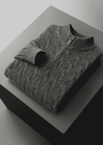 Men's Extra-Fine Merino Wool Cable Half-Zip Sweater – ASCENDARY®