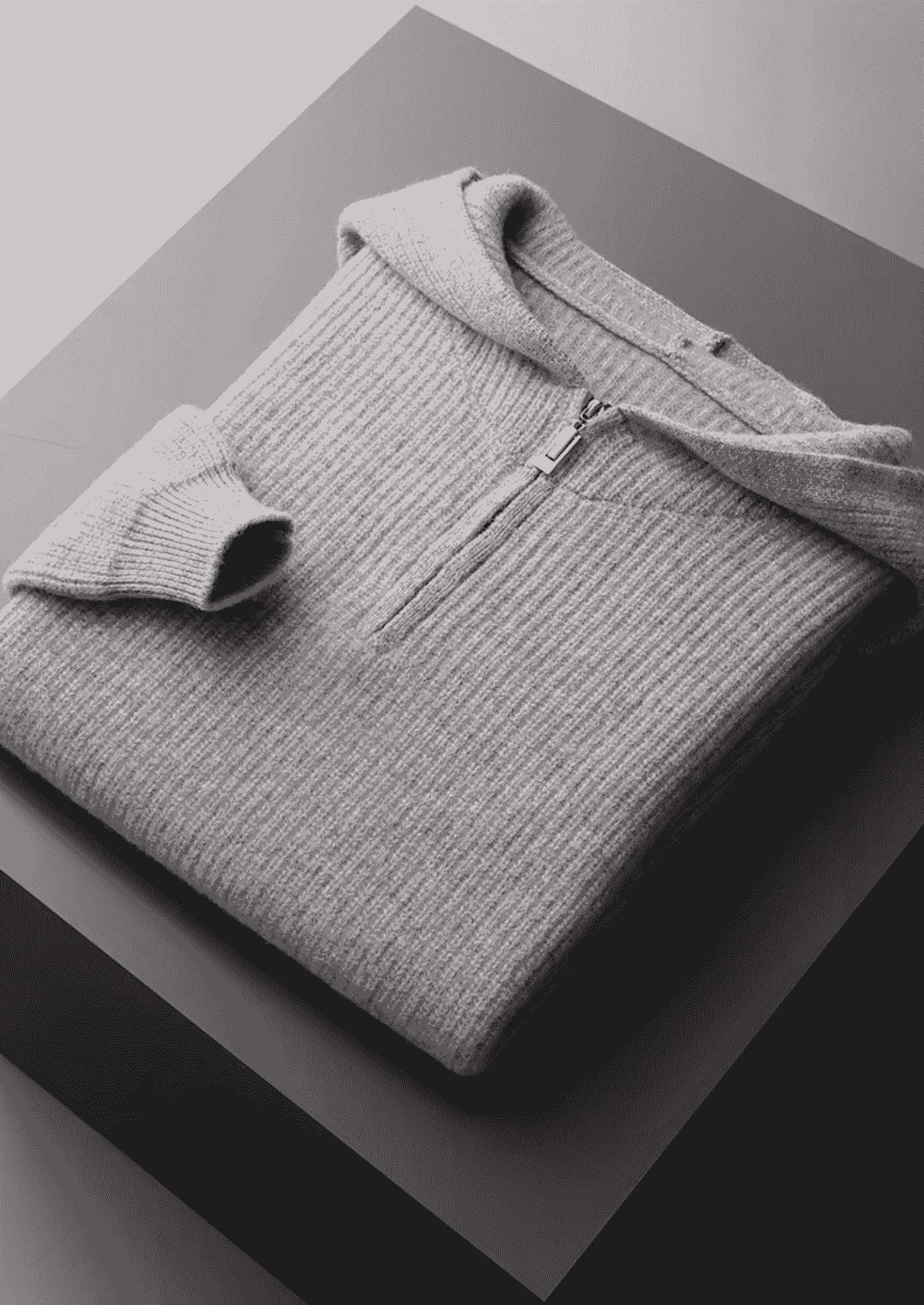 PURE EXTRA-FINE MERINO WOOL HALF ZIPPER HOODIE