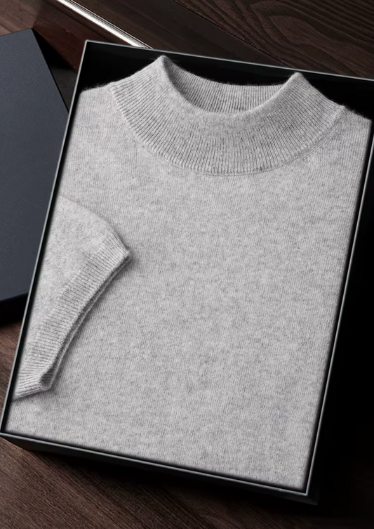 Men's 100% Cashmere Mock Neck T-Shirt – Hypoallergenic Luxury | ASCENDARY UK