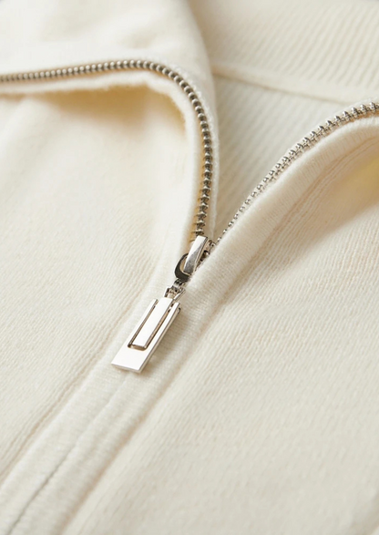 PREMIUM CASHMERE RIBBED HALF-ZIP SWEATER