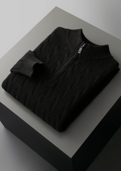 Men's Extra-Fine Merino Wool Cable Half-Zip Sweater – ASCENDARY®