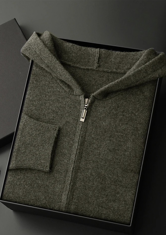 100% Cashmere Zipper Hoodie – Hypoallergenic | Ultimate Skin-Soft Luxury | ASCENDARY®