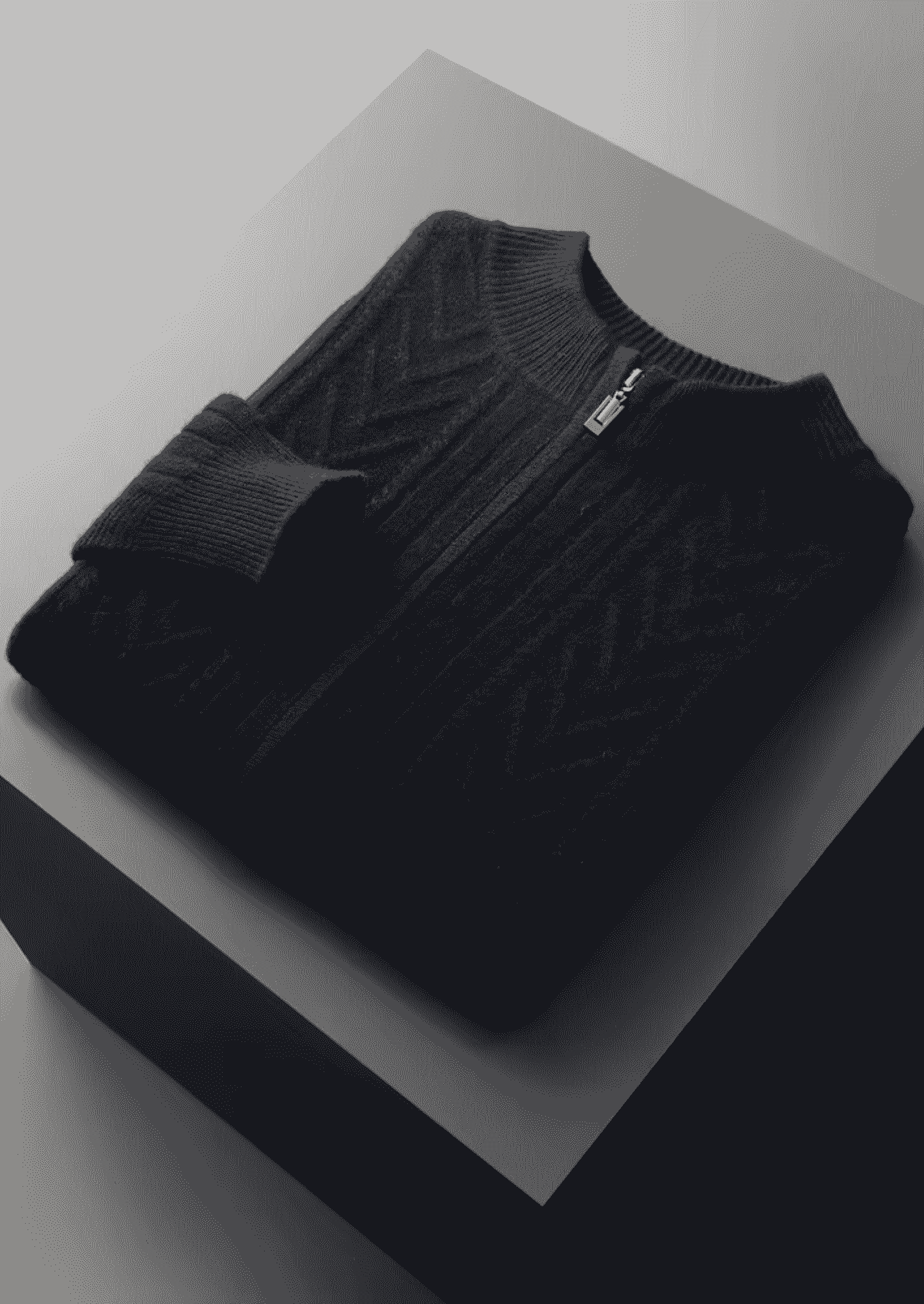 PURE EXTRA-FINE MERINO WOOL PATTERNED ZIP CARDIGAN