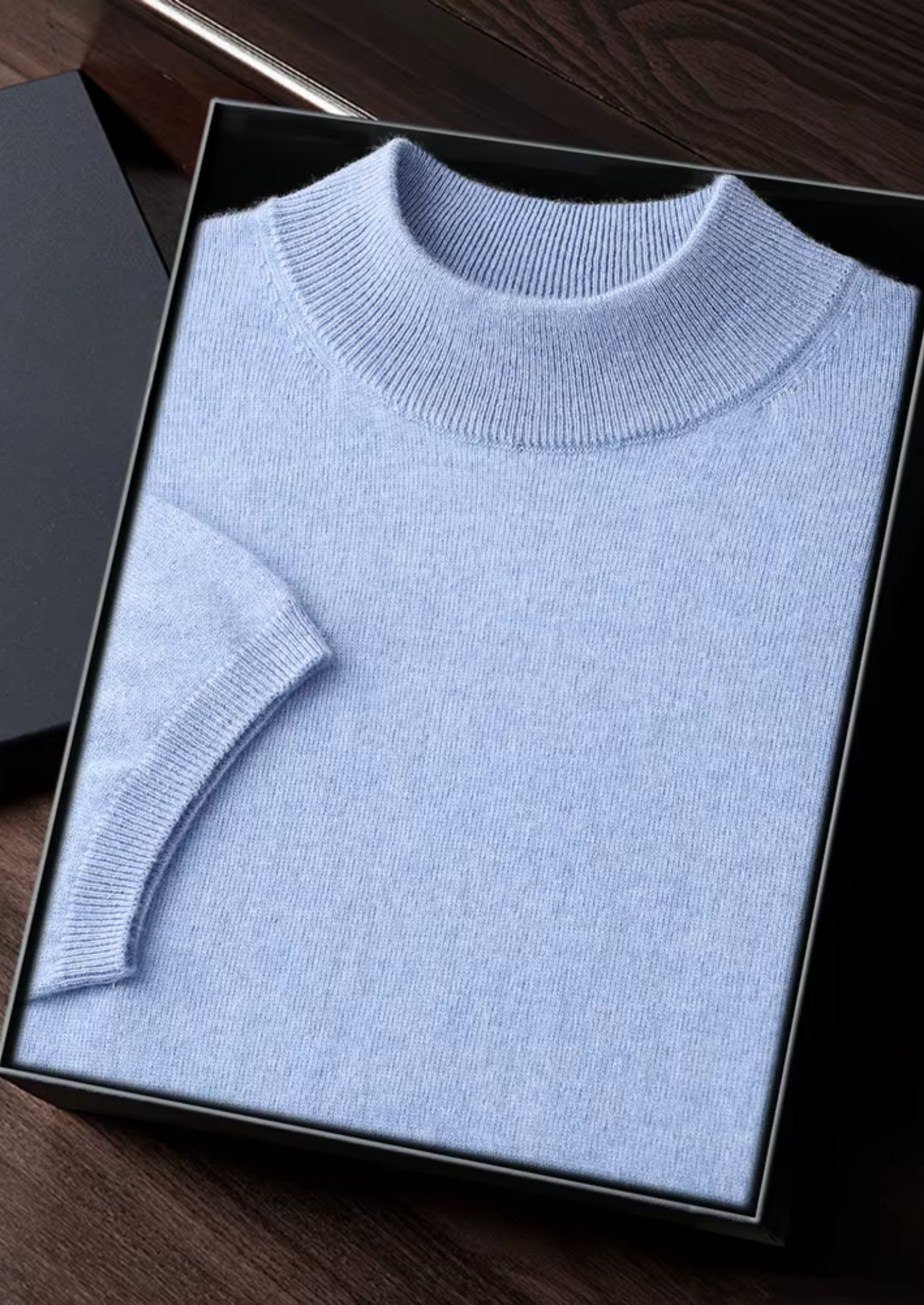 Men's 100% Cashmere Mock Neck T-Shirt – Hypoallergenic Luxury | ASCENDARY UK