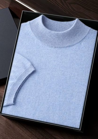 Men's 100% Cashmere Mock Neck T-Shirt – Hypoallergenic Luxury | ASCENDARY UK