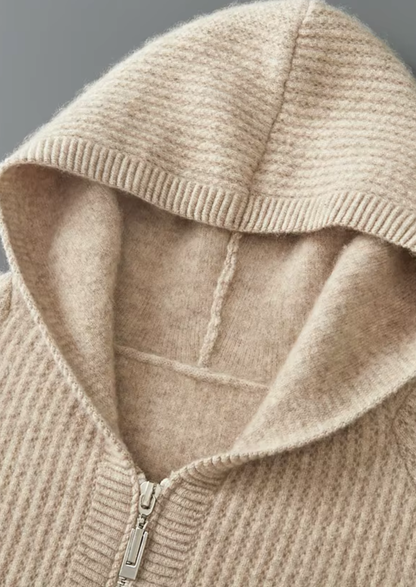 Men's Ribbed Merino Wool Zip Hoodie – Slim Fit Knitwear – ASCENDARY®