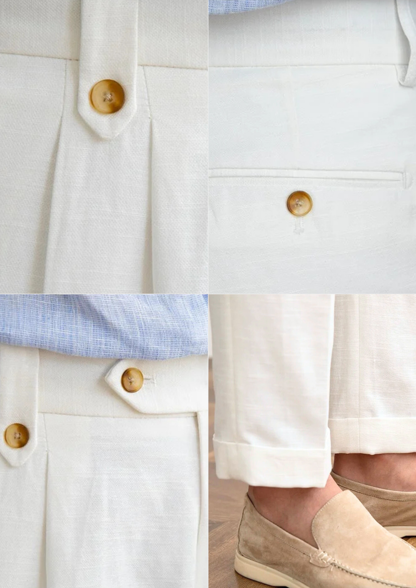 Men's Pleated Linen Coastal Trousers – White – ASCENDARY®