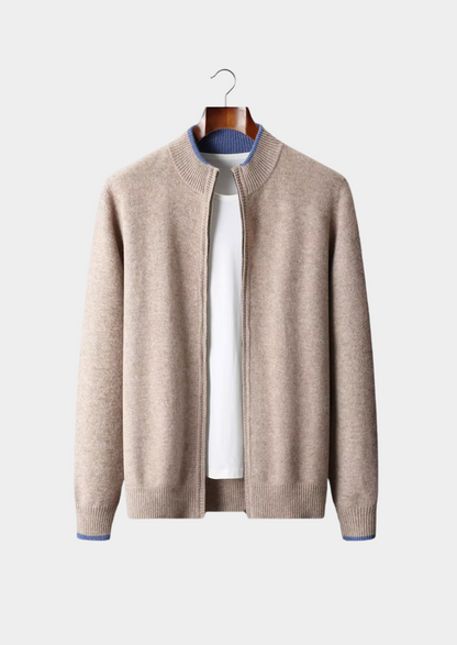 Men's Extra-Fine Merino Wool Two-Tone Zip Cardigan – ASCENDARY®