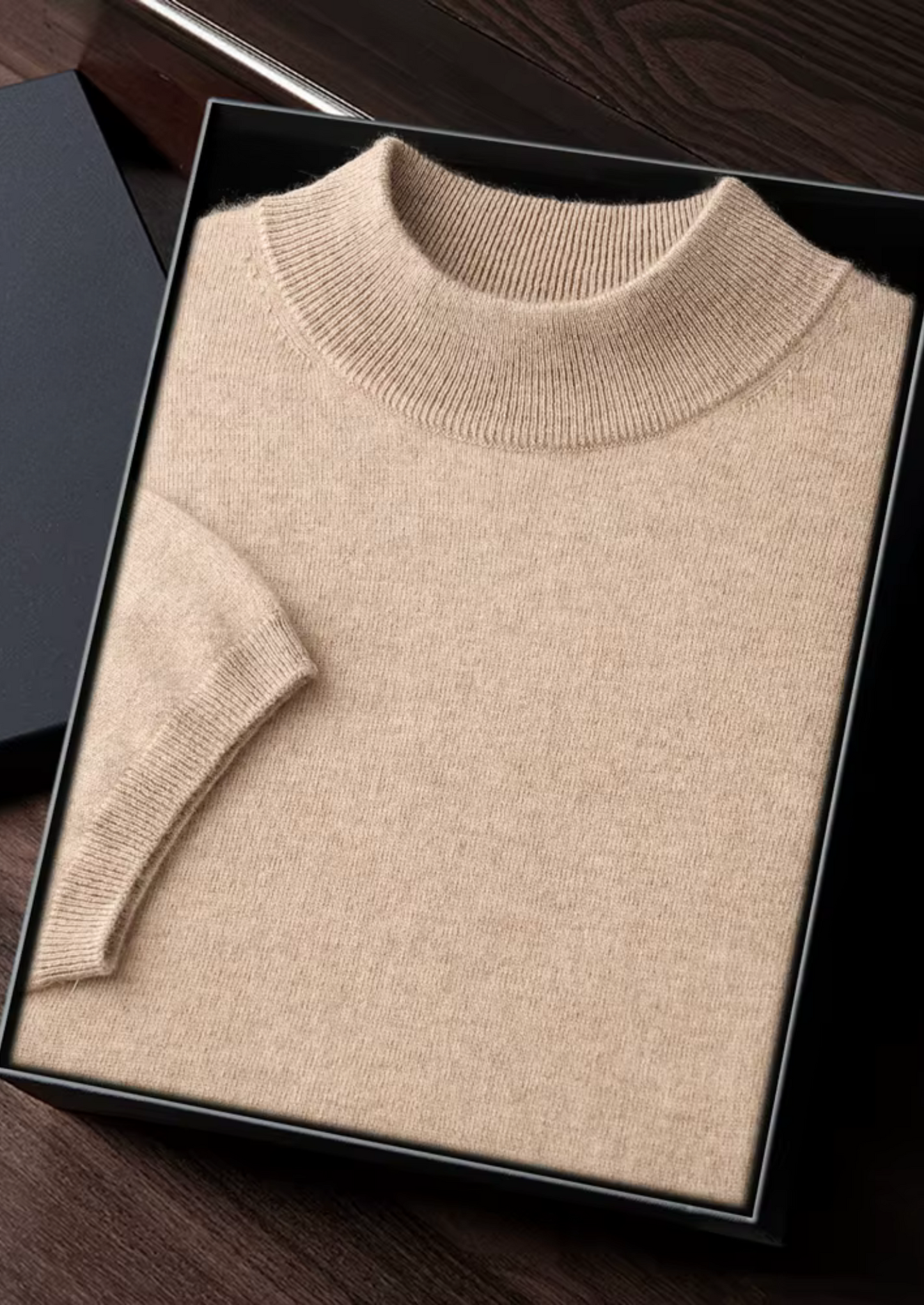 Men's 100% Cashmere Mock Neck T-Shirt – Hypoallergenic Luxury | ASCENDARY UK