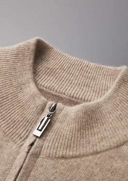 Men's 100% Cashmere Leisure Set – Sand – Zip Hoodie & Joggers – ASCENDARY®