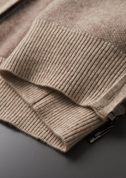 Men's 100% Cashmere Leisure Set – Sand – Zip Hoodie & Joggers – ASCENDARY®