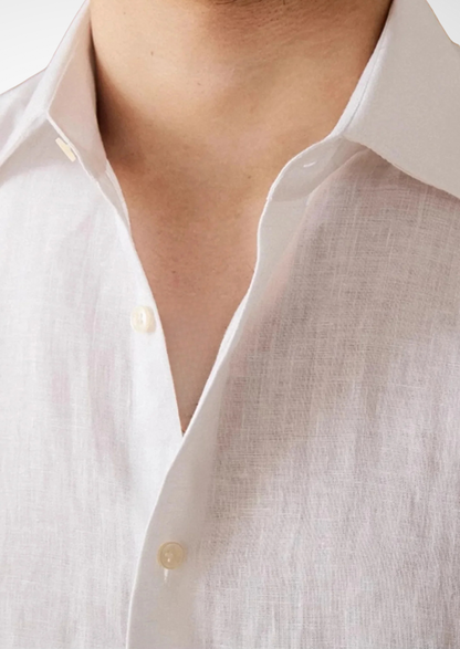 Men's Linen-Blend Coastal Shirt – White – Regular Fit – ASCENDARY®