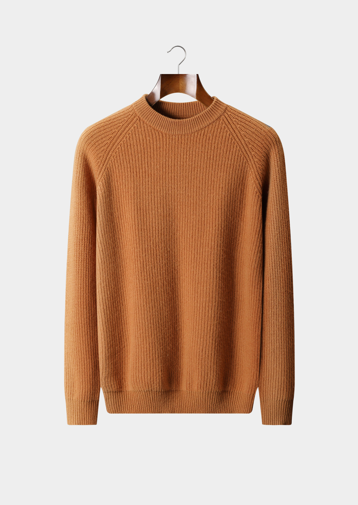 PURE EXTRA-FINE MERINO WOOL RIBBED RAGLAN CREWNECK