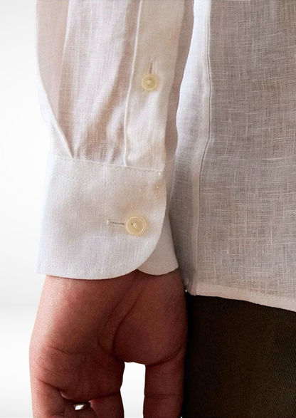 Men's Linen-Blend Coastal Shirt – White – Regular Fit – ASCENDARY®
